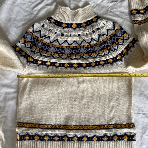 J. Crew Fair Isle Cream/Blue/Yellow  Rollneck Sweater, XXS - Picture 4 of 6